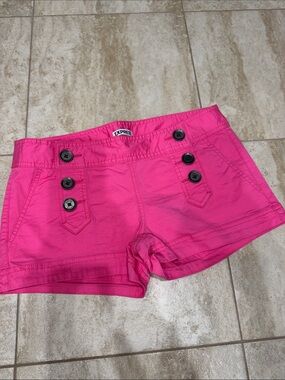 Express Women's Bright Hot Pink Button-Front Jean Shorts